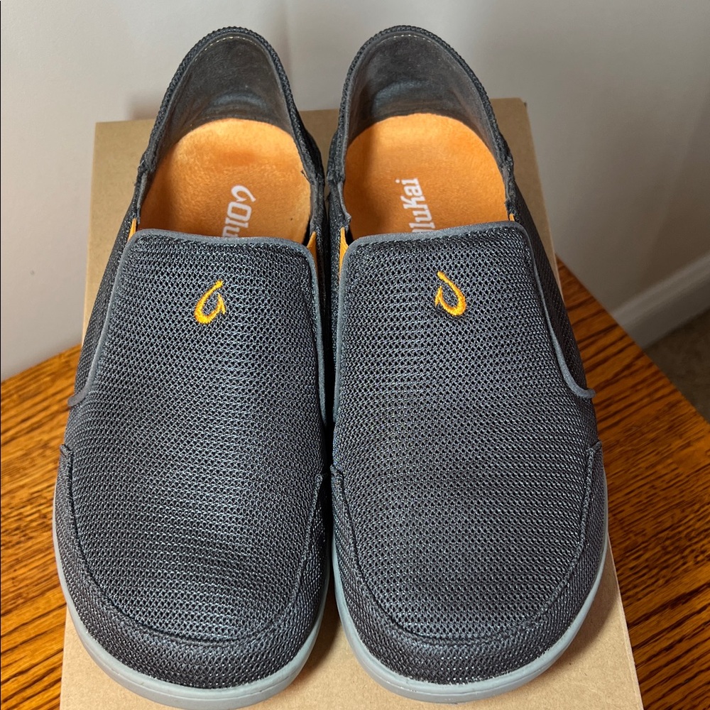 OluKai Men's Charcoal and Orange Slip-On Loafers